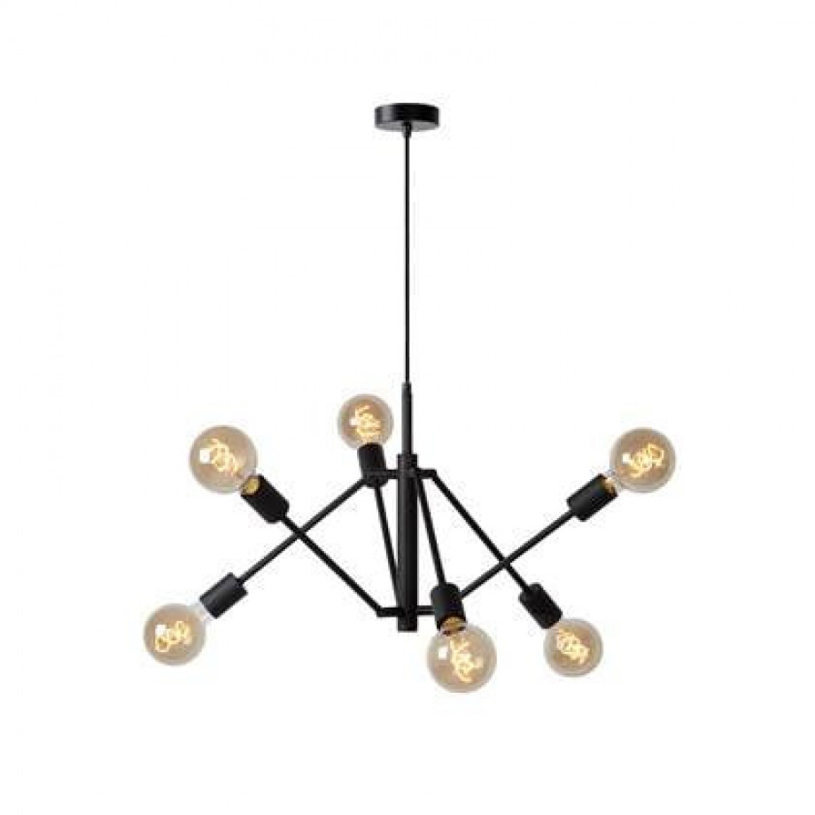 Lucide LESTER Hanglamp 6xE27 - Zwart afbeelding 1