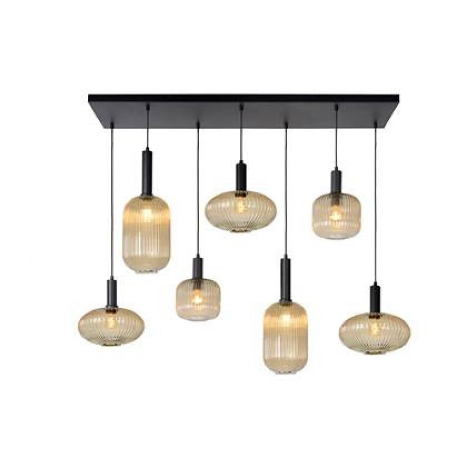 Lucide MALOTO Hanglamp 7xE27 - Amber afbeelding 1