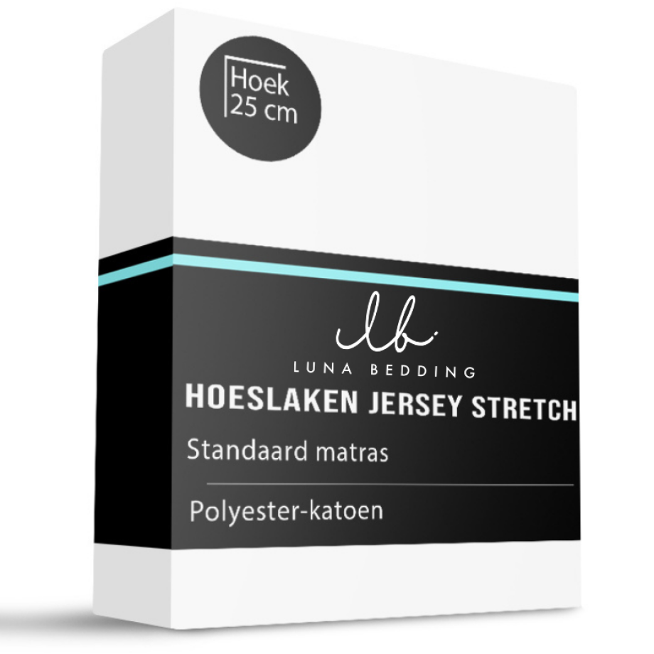 Hoeslaken - Jersey Stretch - 80x200cm - Wit - Luna Bedding - Dekbed-Discounter.nl Hoeslaken - Jersey Stretch - 80x200cm - Wit - Luna Bedding - Dekbed-Discounter.nl afbeelding