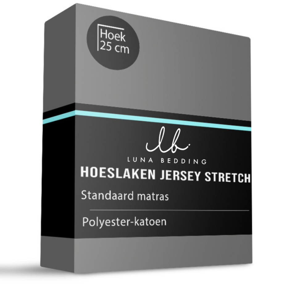 Hoeslaken - Jersey Stretch - 190x200cm - Antraciet - Luna Bedding - Dekbed-Discounter.nl afbeelding 