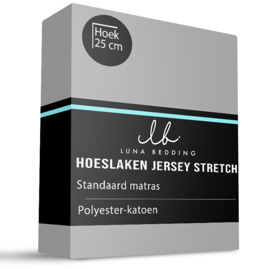 Hoeslaken - Jersey Stretch - 80x200cm - Licht Grijs - Luna Bedding - Dekbed-Discounter.nl Hoeslaken - Jersey Stretch - 80x200cm - Licht Grijs - Luna Bedding - Dekbed-Discounter.nl afbeelding