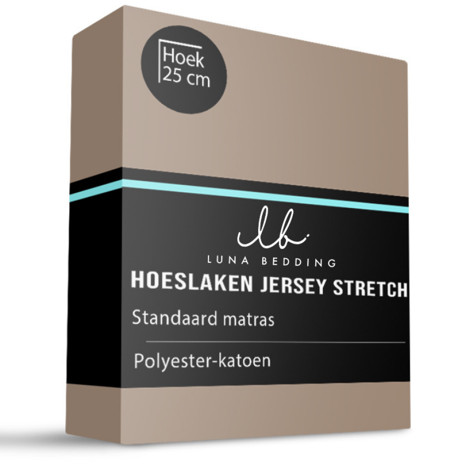 Hoeslaken - Jersey Stretch - 160x200cm - Taupe - Luna Bedding - Dekbed-Discounter.nl afbeelding 