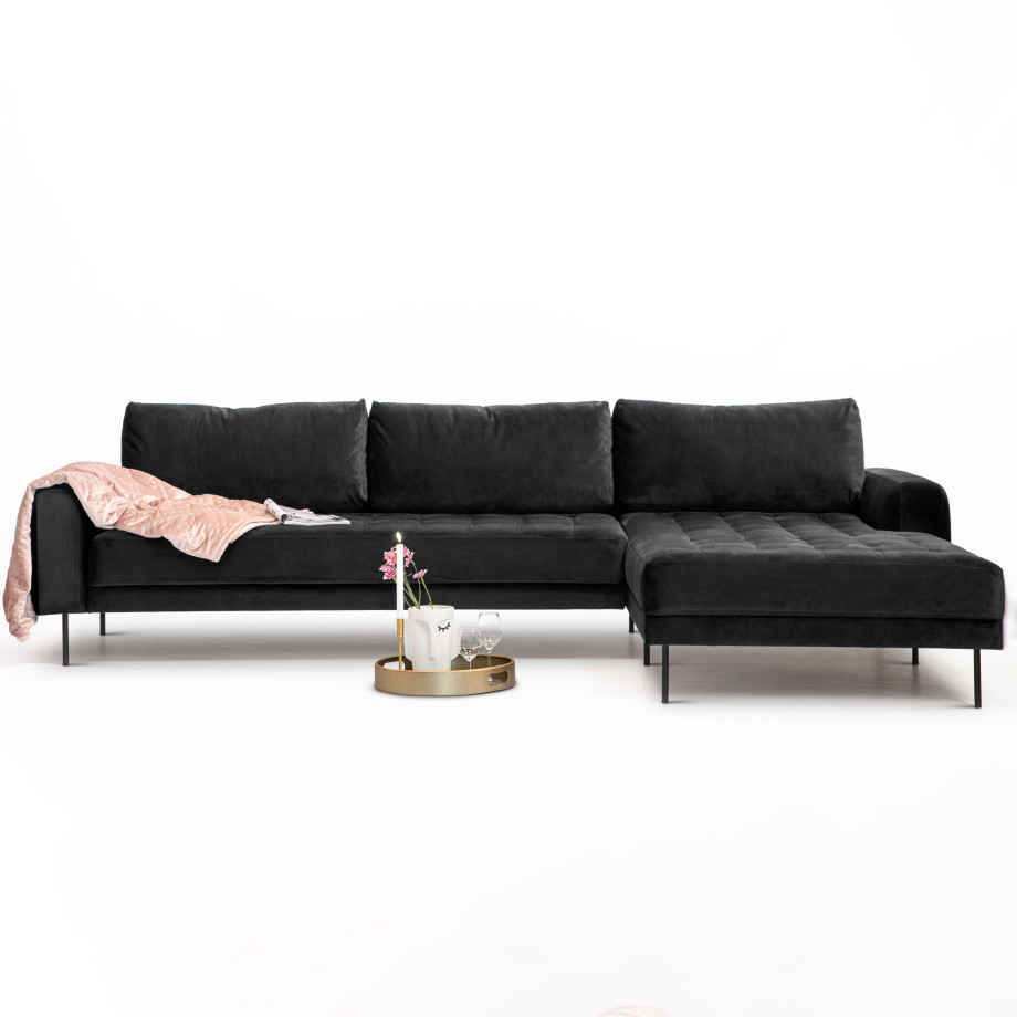 Sohome Loungebank 'Kimberley' Velvet-Antraciet-Rechts afbeelding 1