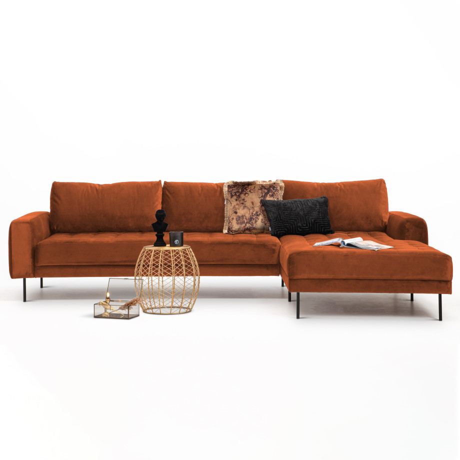 Sohome Loungebank 'Kimberley' Velvet-Koper-Rechts afbeelding 1