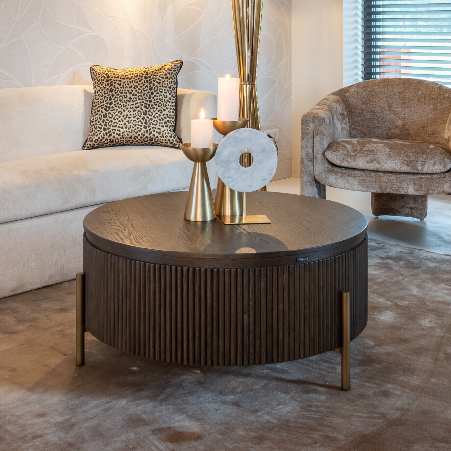 Richmond Ronde Salontafel 'Luxor' Eiken, Ø95cm, kleur donkerbruin afbeelding 