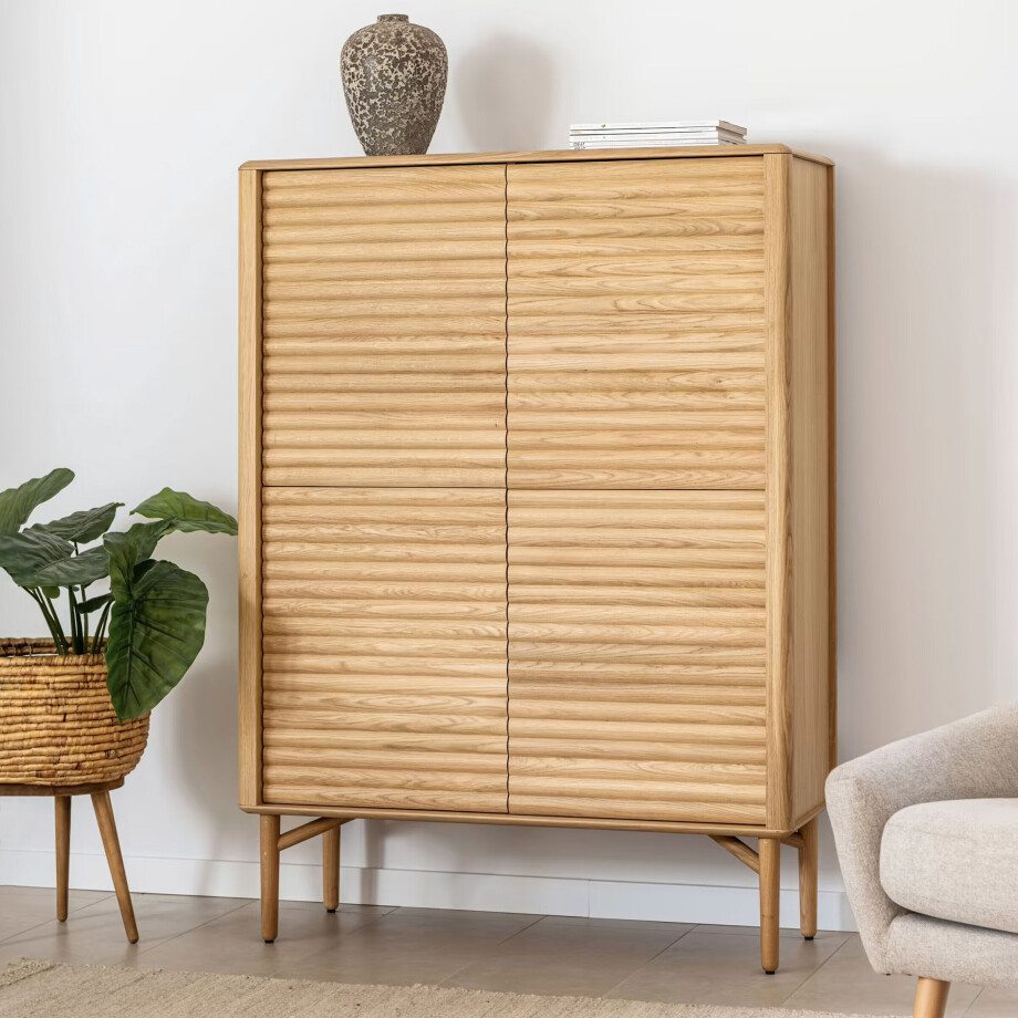 Kave Home Opbergkast 'Lenon' Eikenhout, 144 x 105cm, kleur Naturel afbeelding 1