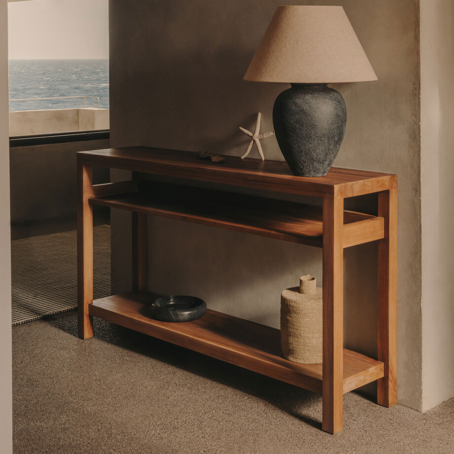 Kave Home Sidetable 'Sashi' Teakhout, 140cm Kave Home Sidetable 'Sashi' Teakhout, 140cm afbeelding