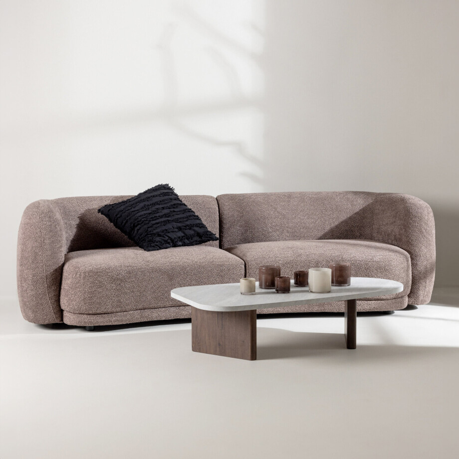 Nohr 3-zits Bank 'Macrina' Organisch, Bouclé, 268cm, kleur Bruin afbeelding 1