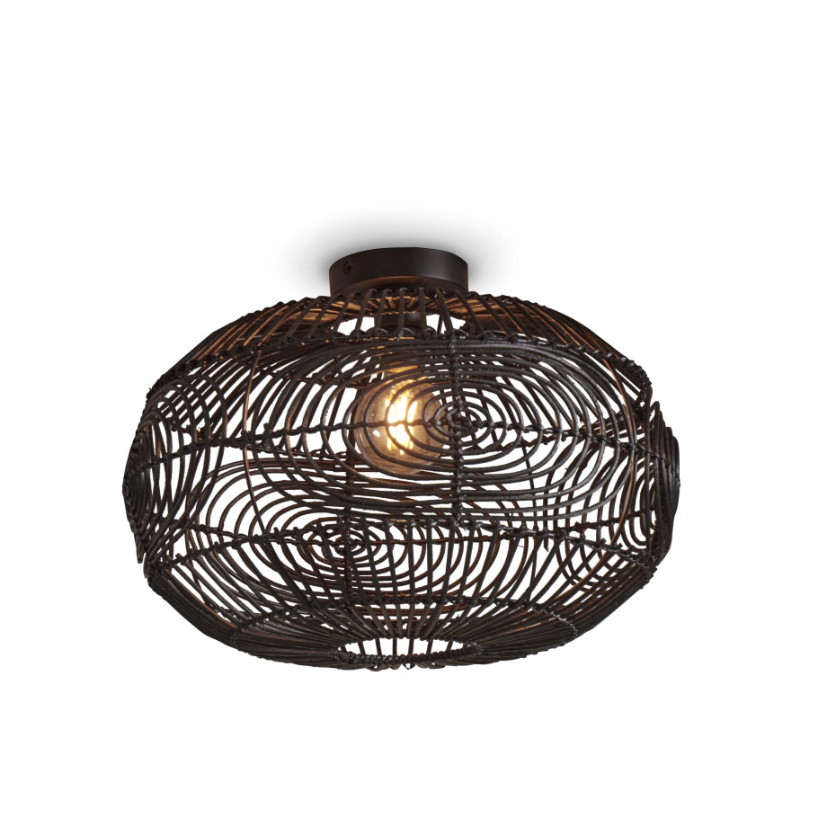 GOOD&MOJO Plafondlamp 'Madeira' Rotan, 48cm, kleur Zwart afbeelding 1