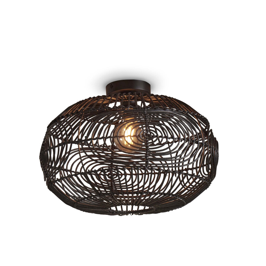 GOOD&MOJO Plafondlamp 'Madeira' Rotan, 48cm, kleur Zwart GOOD&MOJO Plafondlamp 'Madeira' Rotan, 48cm, kleur Zwart afbeelding 1