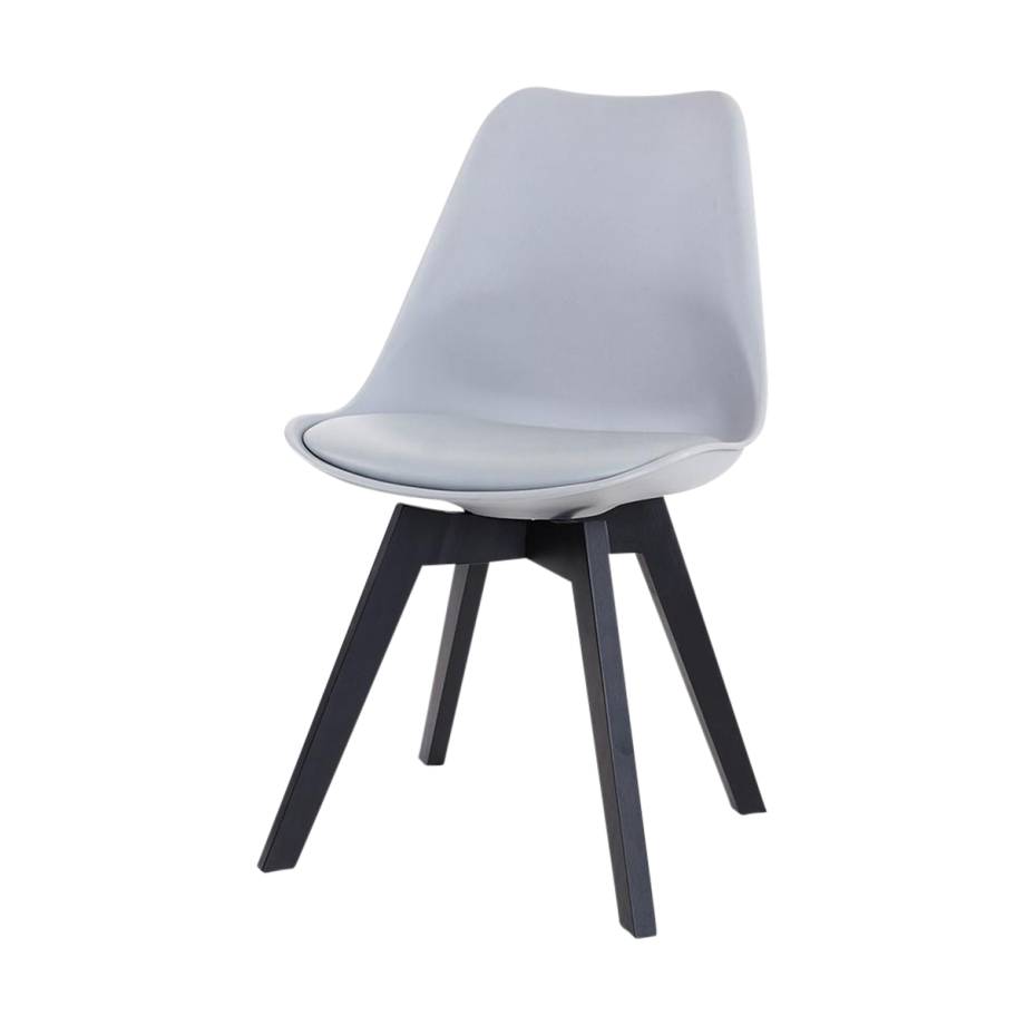 Madera eetkamerstoel lichtgrijs - zwart houten onderstel Madera eetkamerstoel lichtgrijs - zwart houten onderstel afbeelding 1