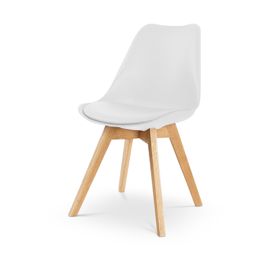 Madera eetkamerstoel wit - houten onderstel Madera eetkamerstoel wit - houten onderstel afbeelding 1