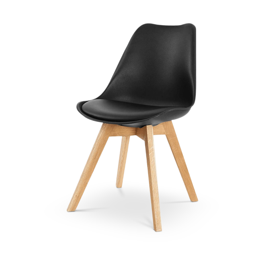 Madera eetkamerstoel zwart - houten onderstel afbeelding 1