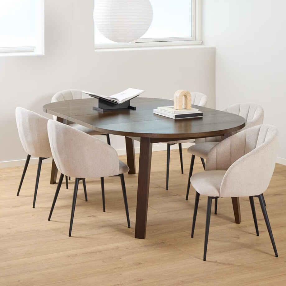 Bendt Uitschuifbare Ronde Eettafel 'Mads' Eiken, 120/170/220 x 120cm afbeelding 