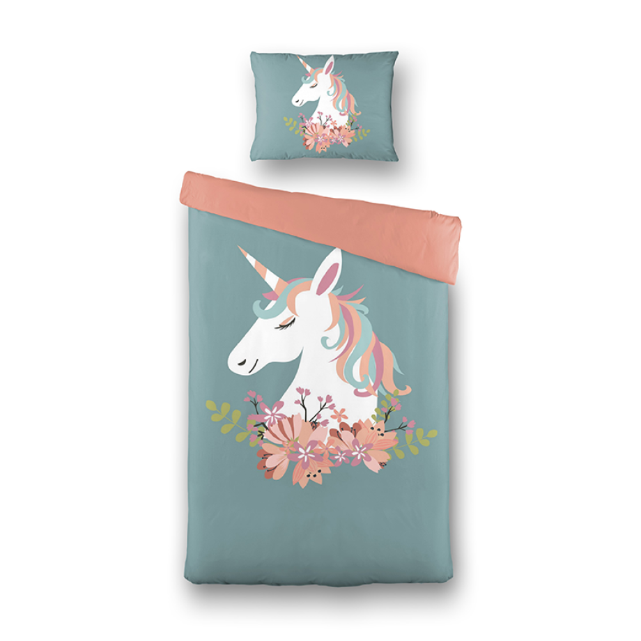 Kinderdekbedovertrek Dekbedovertrek Magical Unicorn - 140x200 cm Roze - Dessin: Patroon - Fresh & Co Kids - Dekbed-Discounter.nl afbeelding 1