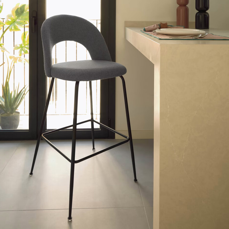 Kave Home Barkruk 'Mahalia' (zithoogte 63cm) kleur Donkergrijs afbeelding 1