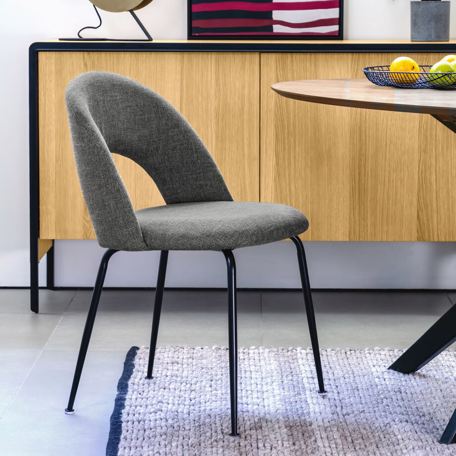 Kave Home Eetkamerstoel 'Mahalia' kleur Donkergrijs Kave Home Eetkamerstoel 'Mahalia' kleur Donkergrijs afbeelding 1