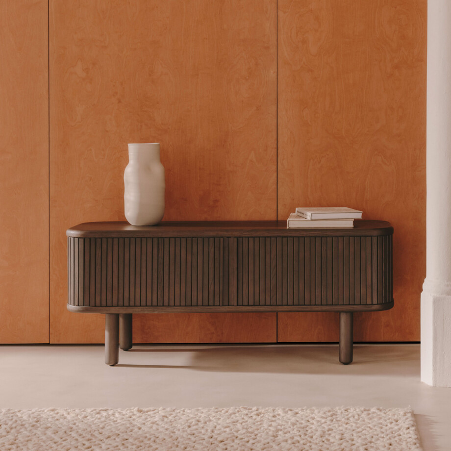 Kave Home TV-meubel 'Mailen' Essenhout, 120cm, kleur Donkerbruin afbeelding 