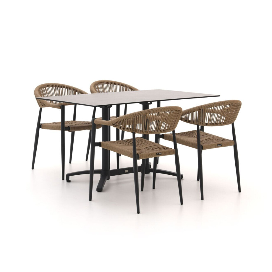 Manifesto Belpasso/Canzo 140cm dining tuinset 5-delig stapelbaar inklapbaar - Laagste prijsgarantie! afbeelding 1