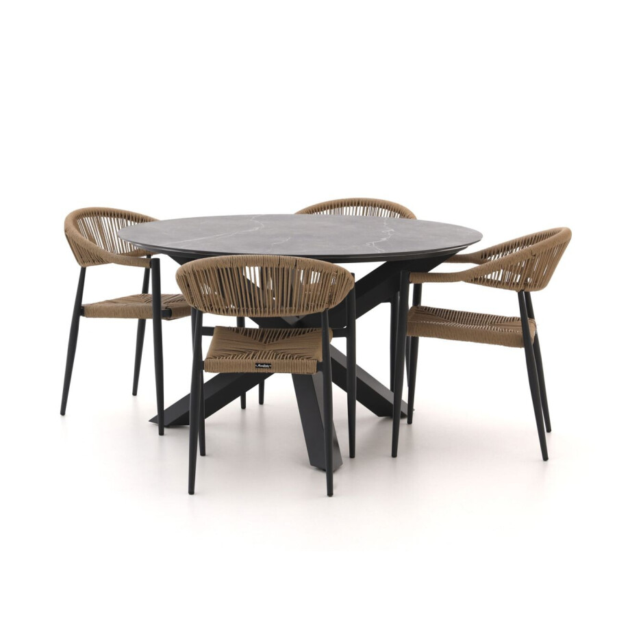 Manifesto Belpasso/Lodola ø130cm dining tuinset 5-delig stapelbaar - Laagste prijsgarantie! afbeelding 1