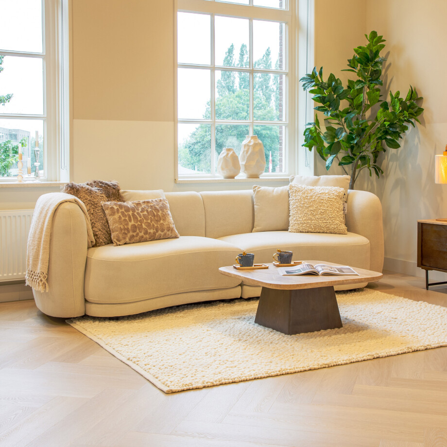 Nohr 3-zits Bank 'Macrina' Organisch 268cm, kleur Beige Nohr 3-zits Bank 'Macrina' Organisch 268cm, kleur Beige afbeelding 1