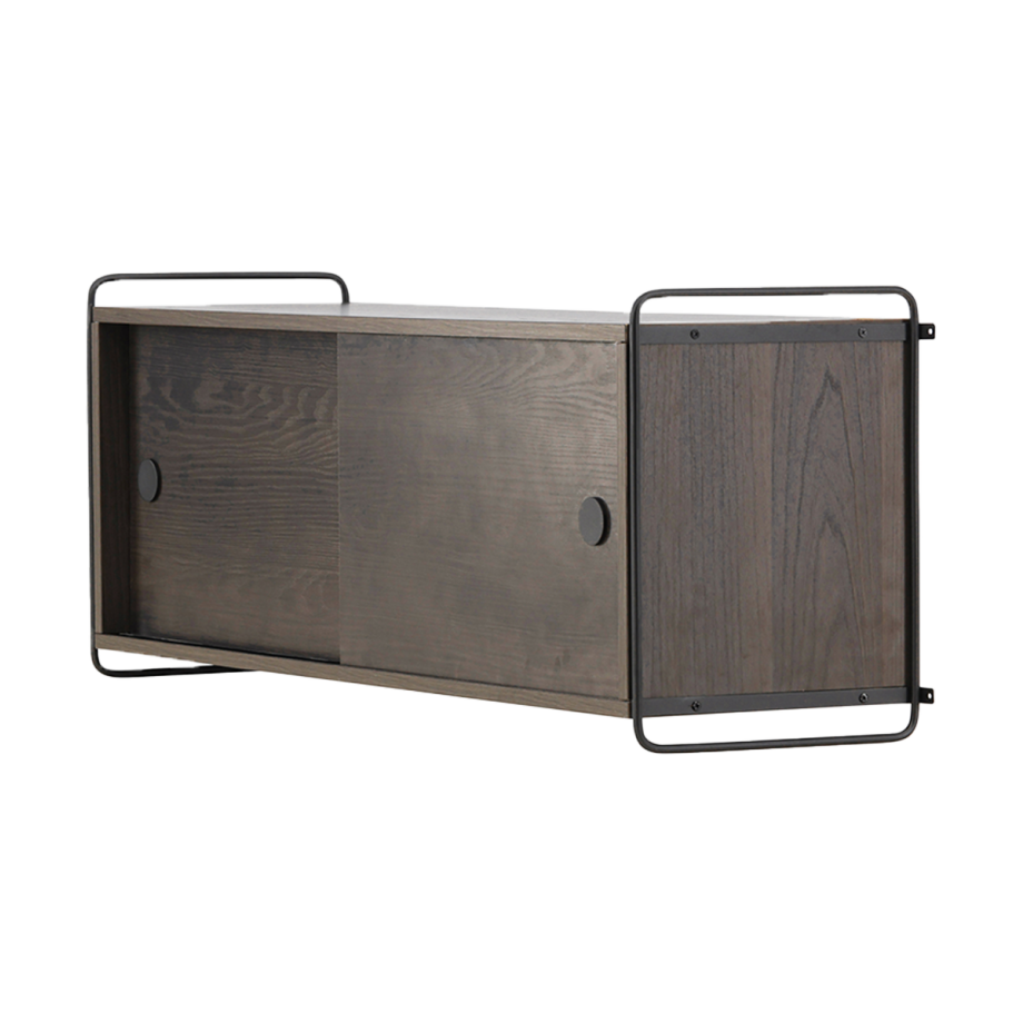 Marcus hangende houten wandkast walnoot - 122 x 35 cm Marcus hangende houten wandkast walnoot - 122 x 35 cm afbeelding 1