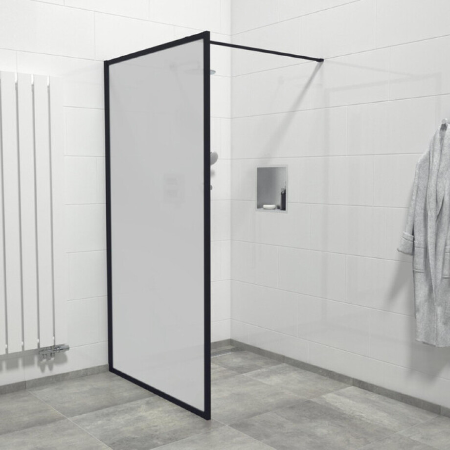 Marenza Bellini Inloopdouche - 120x200cm - veiligheidsglas - mat glas - frame rondom - anti kalk - mat zwart Mirrors-120B/NFF/F afbeelding 1