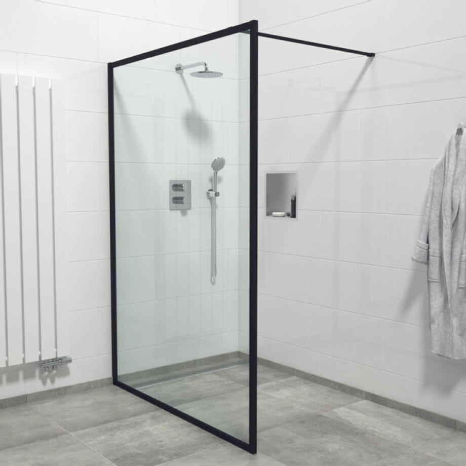 Marenza Bellini Inloopdouche - 140x200cm - veiligheidsglas - helder glas - frame rondom - anti kalk - mat zwart Mirrors-140 Marenza Bellini Inloopdouche - 140x200cm - veiligheidsglas - helder glas - frame rondom - anti kalk - mat zwart Mirrors-140 afbeelding 1