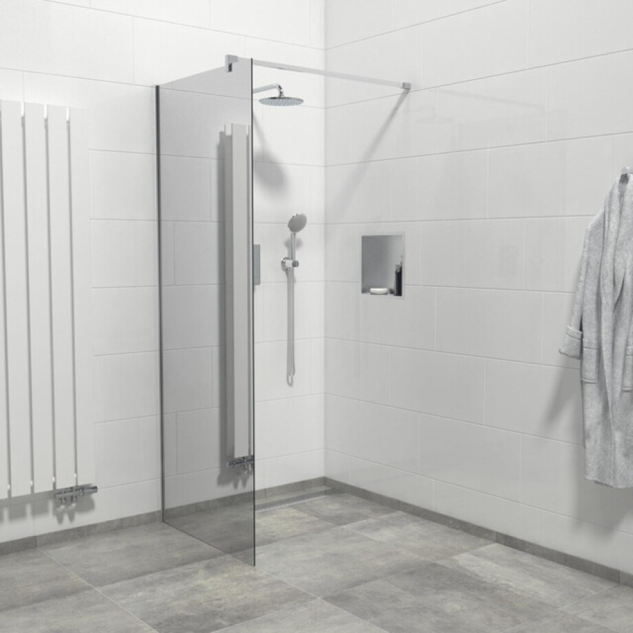 Marenza Bellini Inloopdouche - 80x200cm - veiligheidsglas - spiegel buitenzijde - anti kalk - chroom WR80-C/M afbeelding 1