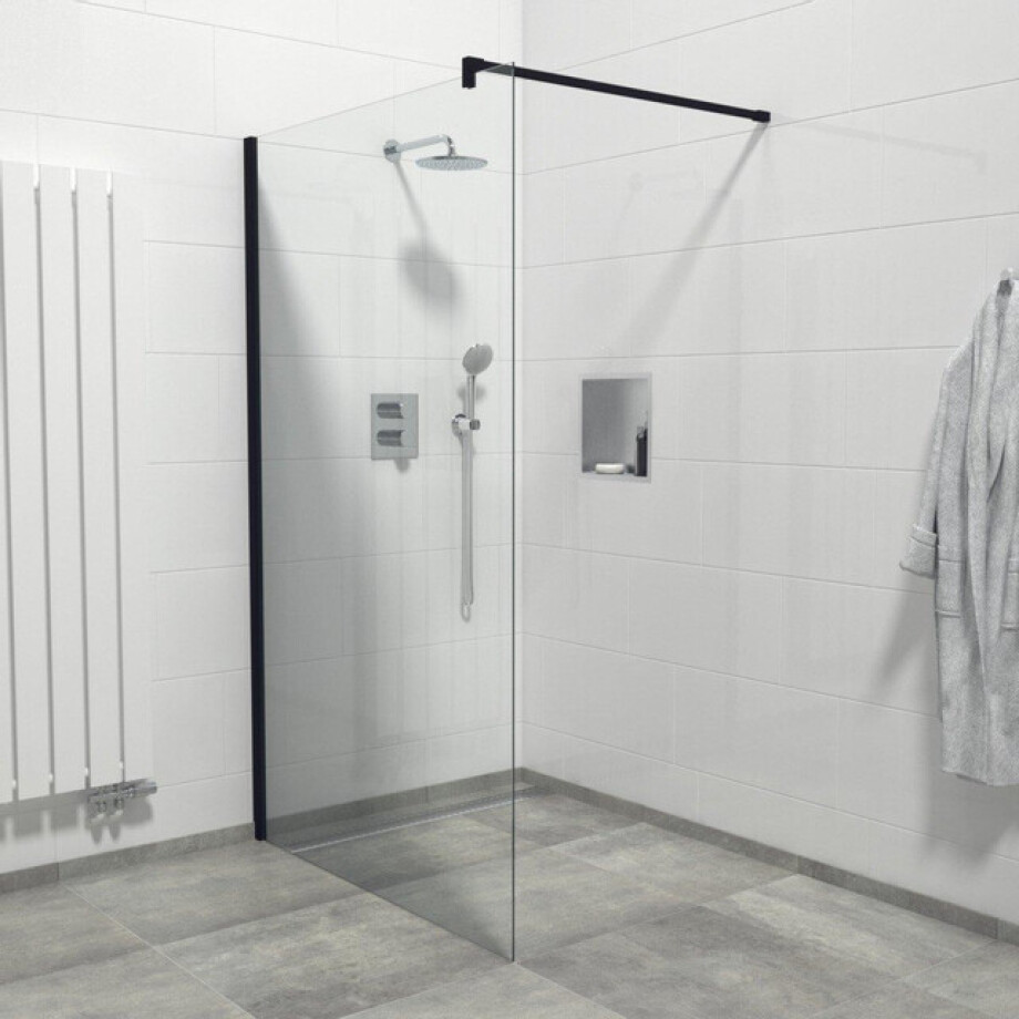 Marenza Bellini Inloopdouche - 90x200cm - helder glas - mat zwart SW797905/SW797926 afbeelding 1