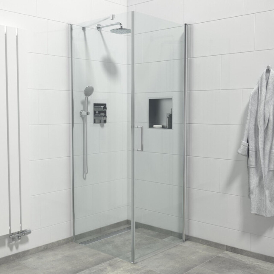 Marenza Neptune Douchecabine - 1 draaideur - Zijwand - 80x80x200cm - 6mm veiligheidsglas - anti kalk - chroom SKII1221-80-C afbeelding 1