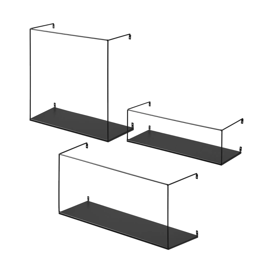 Marijn metalen wandplanken zwart - set van 3 Marijn metalen wandplanken zwart - set van 3 afbeelding 1