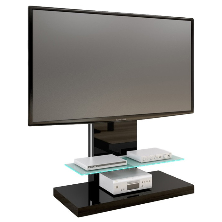 Tv-meubel Marino Max van 134 cm hoog in hoogglans Zwart afbeelding 1