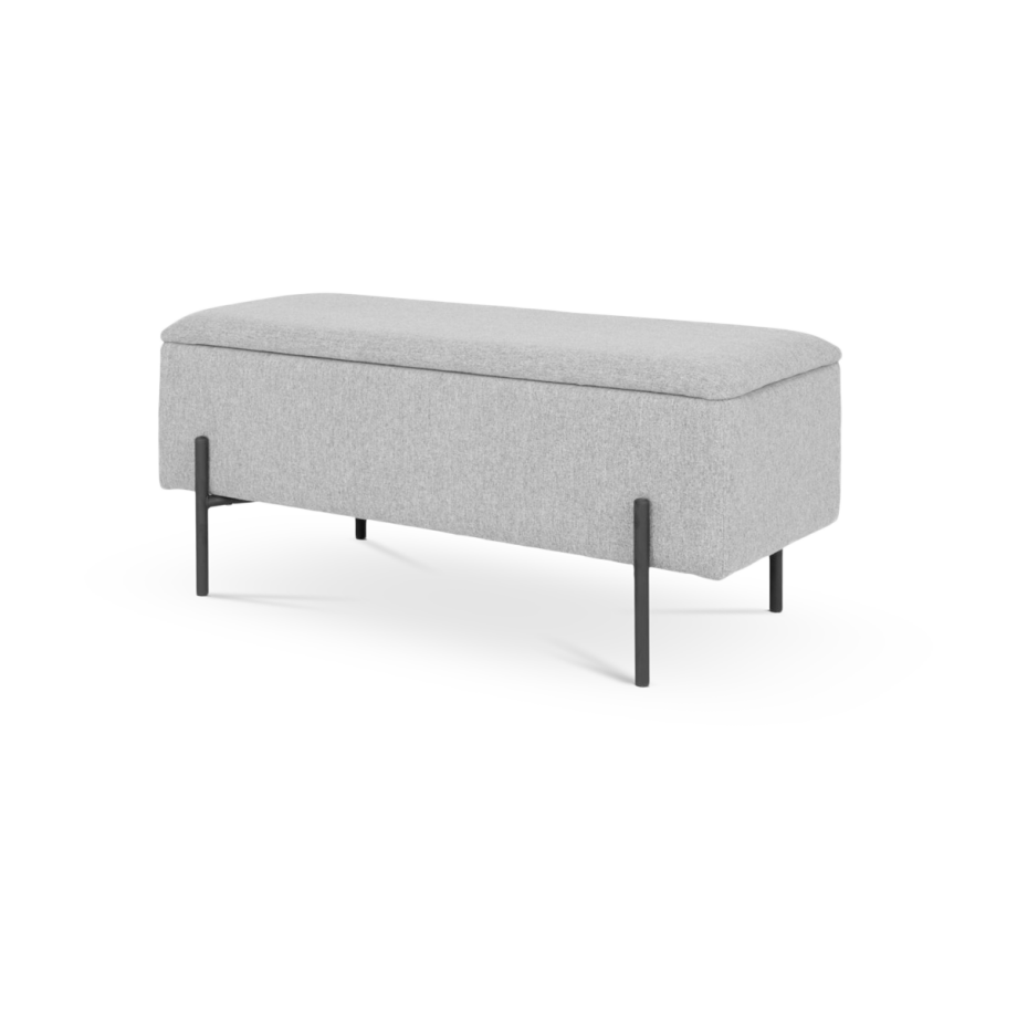 Marlou gestoffeerd bankje met opbergruimte lichtgrijs - 95 x 46 cm Marlou gestoffeerd bankje met opbergruimte lichtgrijs - 95 x 46 cm afbeelding 1