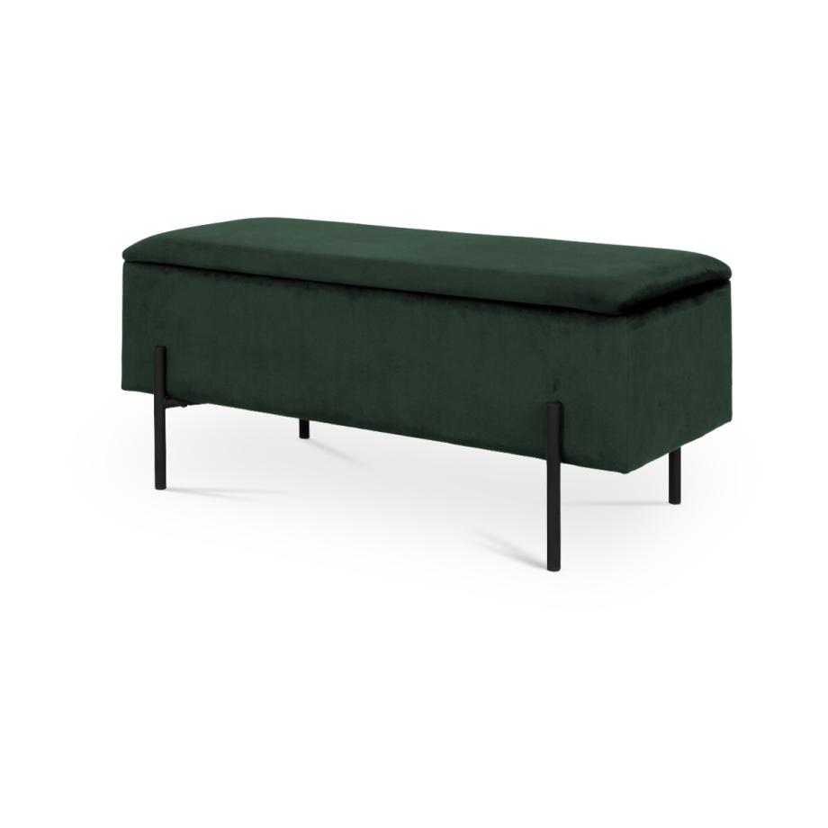 Marlou velvet bankje met opbergruimte donkergroen - 95 x 46 cm Marlou velvet bankje met opbergruimte donkergroen - 95 x 46 cm afbeelding 1