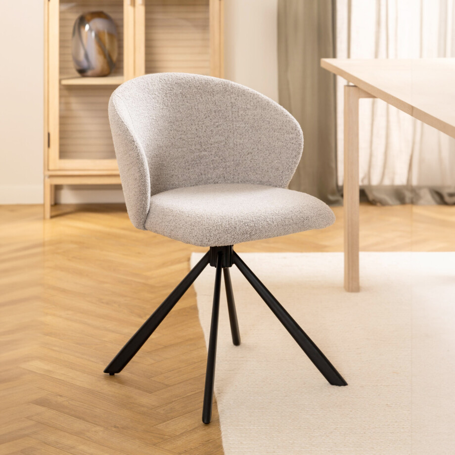 Bendt Draaibare Eetkamerstoel 'Marranda' Stof, kleur Beige Bendt Draaibare Eetkamerstoel 'Marranda' Stof, kleur Beige afbeelding 1