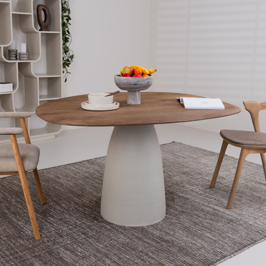 Brix Organische Eettafel 'Marron' Mangohout, 140 cm, kleur Ivoor afbeelding 1