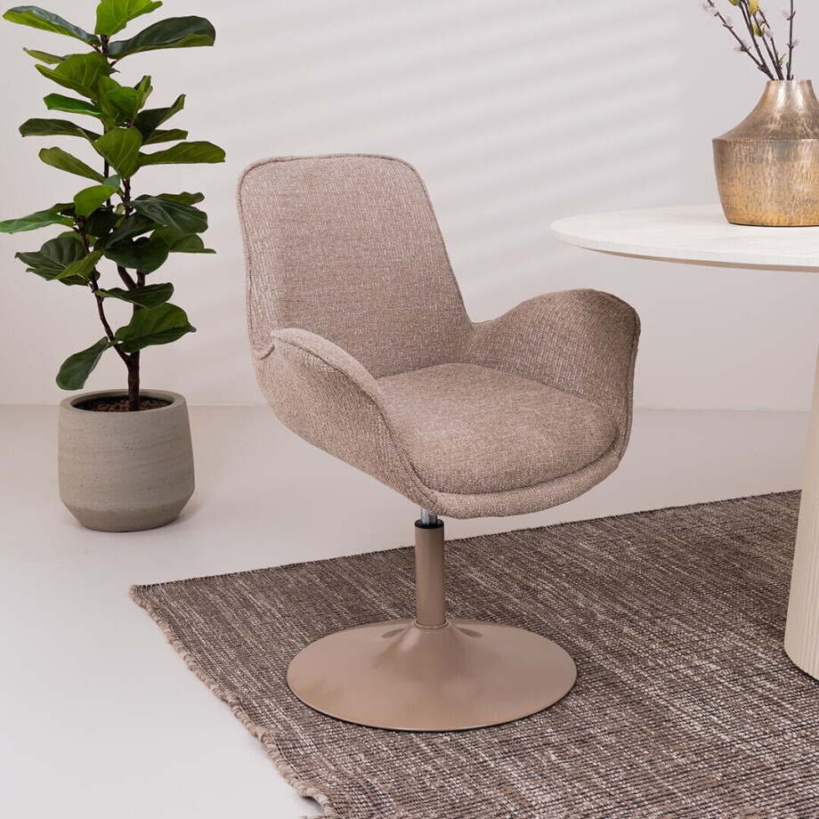 WOOOD Verstelbare Eetkamerstoel 'Marten' Geweven stof, kleur Zand WOOOD Verstelbare Eetkamerstoel 'Marten' Geweven stof, kleur Zand afbeelding 1