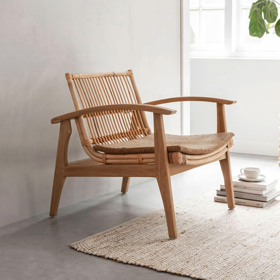 MUST Living Fauteuil 'Marvin' Teakhout en rotan afbeelding 