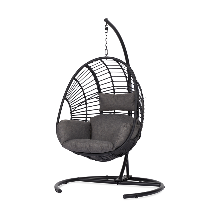 Mason rotan hangstoel zwart - Met zitkussens Mason rotan hangstoel zwart - Met zitkussens afbeelding 1