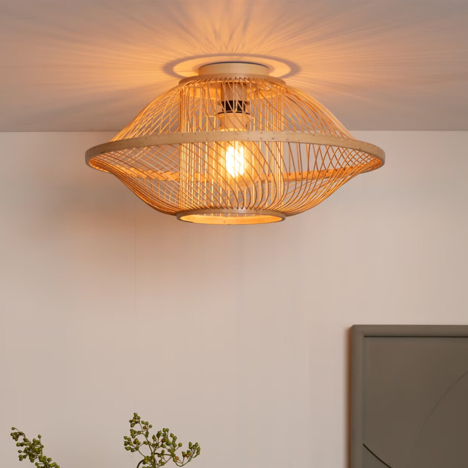 GOOD&MOJO Plafondlamp 'Maui' Bamboe, 50cm, kleur Naturel afbeelding 1