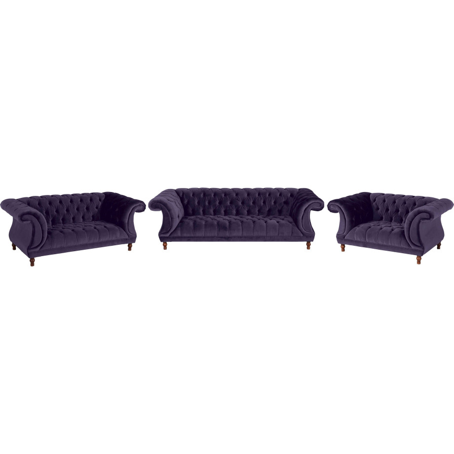 Max Winzer Chesterfield-bank Isabelle Capitonnage & gedraaide poten in beuken notenkleur, breedte 260 cm afbeelding 1