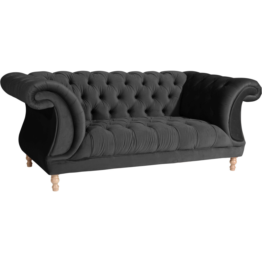 Max Winzer Chesterfield-bank Isabelle met capitonnage & gedraaide poten in naturel-beuken, breedte 200 cm afbeelding 1