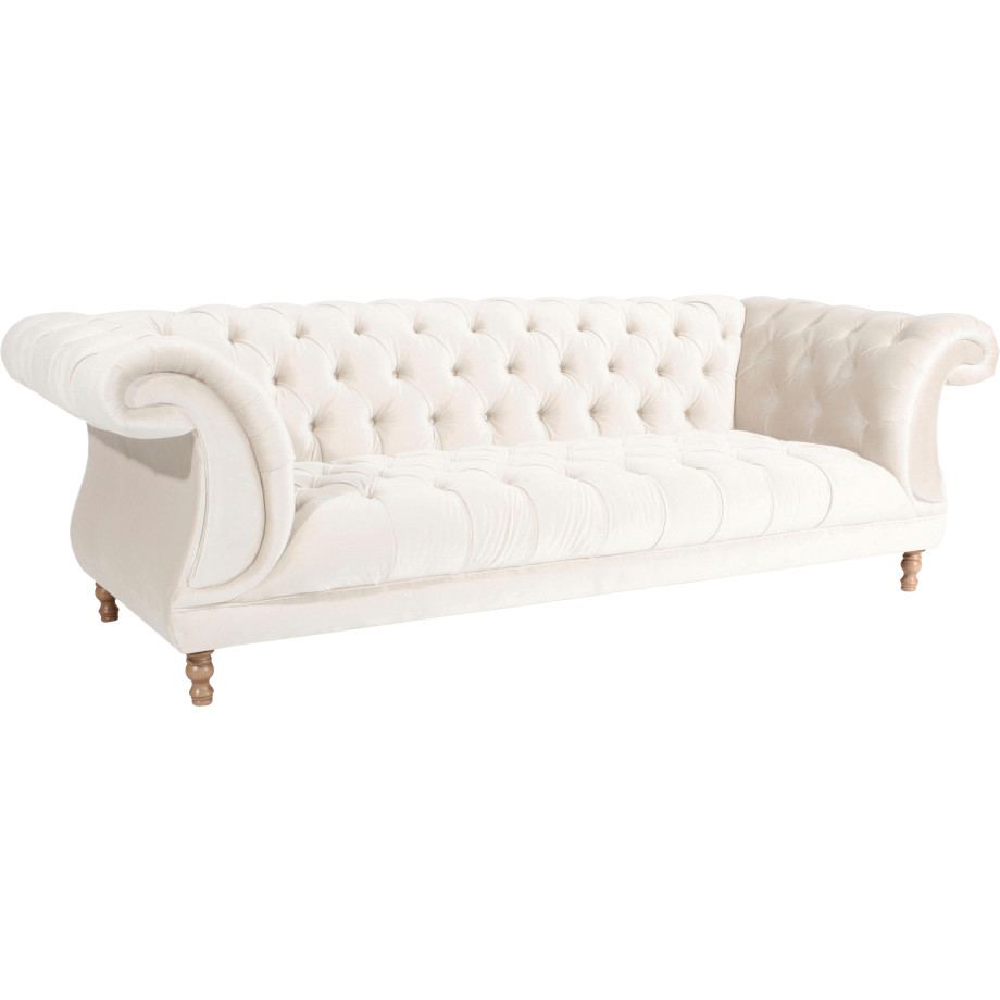 Max Winzer Chesterfield-bank Isabelle met capitonnage & gedraaide poten in naturel-beuken, breedte 260 cm afbeelding 1