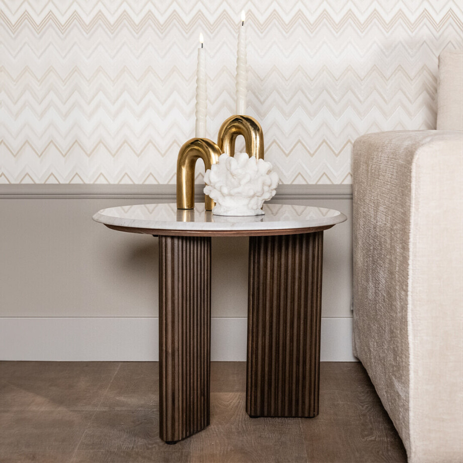 Richmond Bijzettafel 'Mayfield' Mangohout en marmer, 55cm afbeelding 