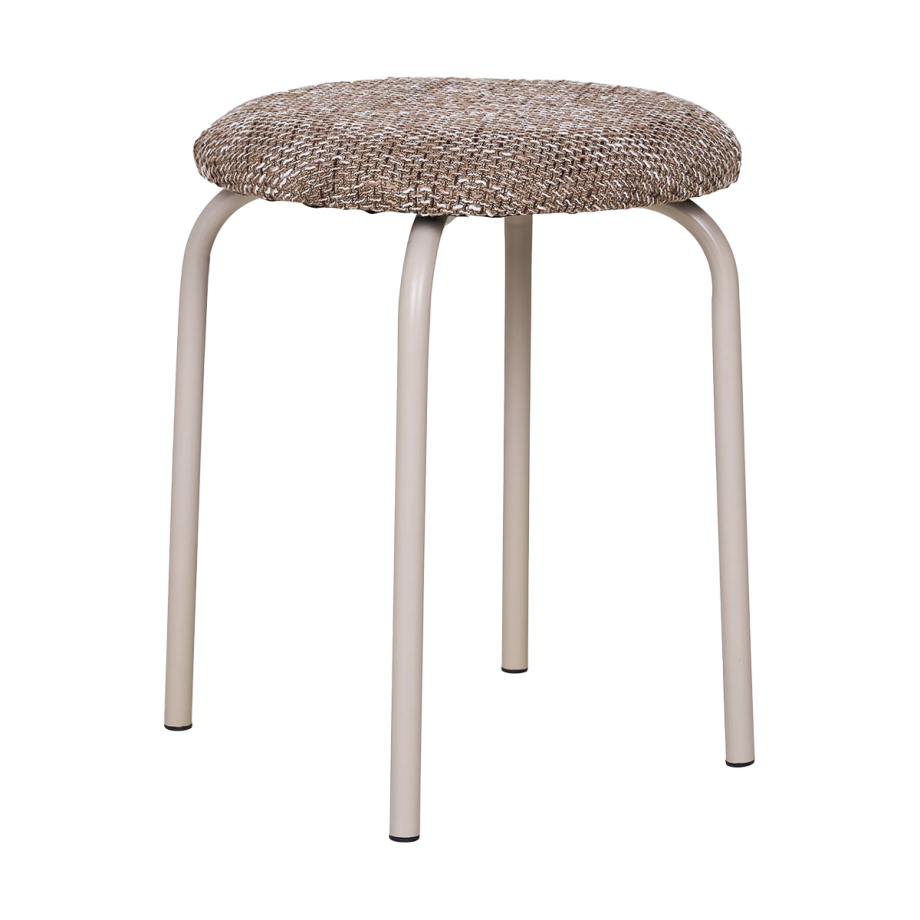 Mayke metalen krukje met stoffen zitvlak bruin Mayke metalen krukje met stoffen zitvlak bruin afbeelding 1