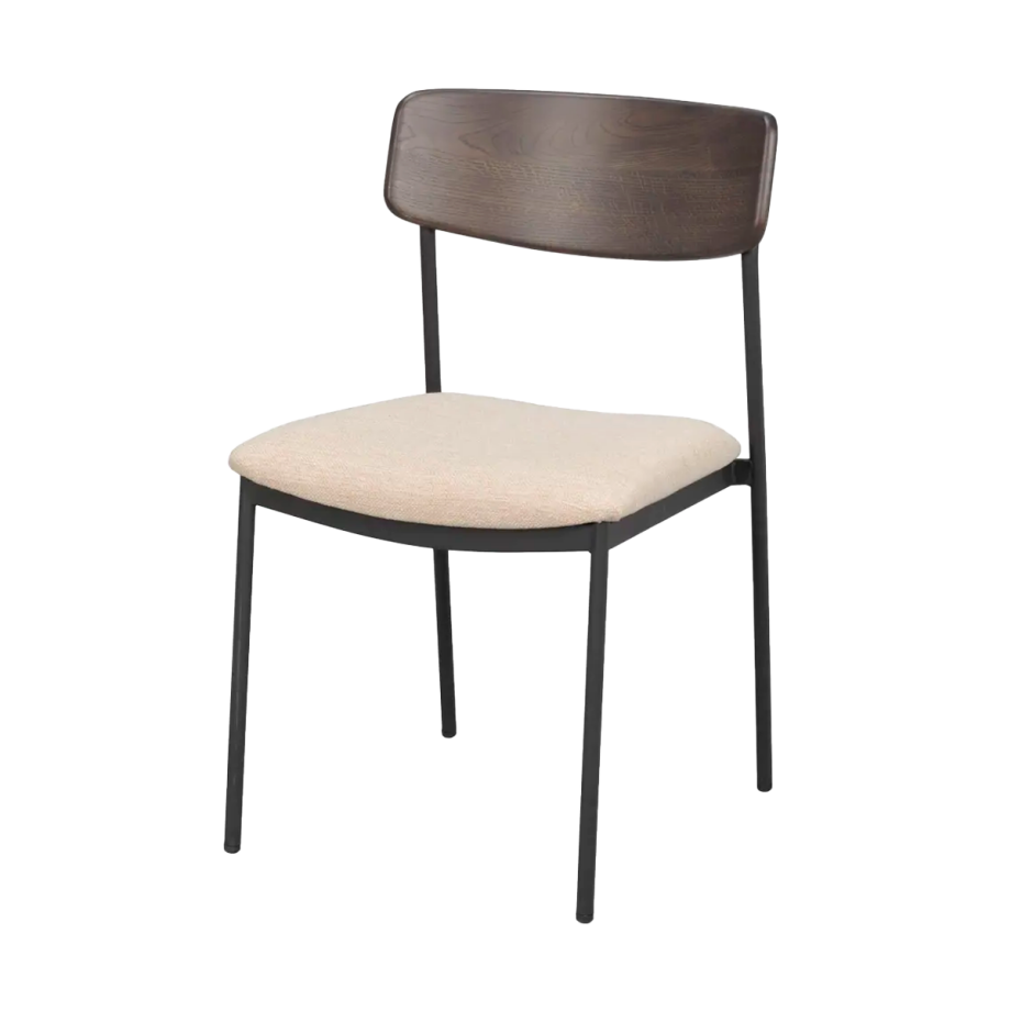 Maymont eetkamerstoel donkerbruin - met beige stoffen zitting Maymont eetkamerstoel donkerbruin - met beige stoffen zitting afbeelding 1