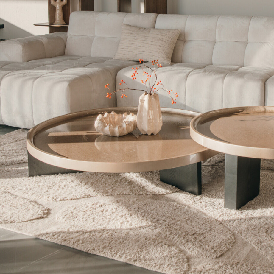 Eleonora Ronde Salontafel 'Mayson' 120cm, kleur Beige afbeelding 1