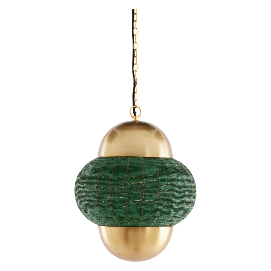 Light & Living Hanglamp 'Cetara' Kralen, 33cm, kleur Donkergroen/Brons afbeelding 1