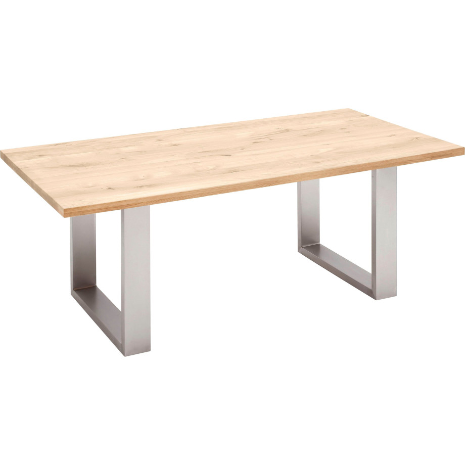 MCA furniture Eettafel Greta Eettafel massief hout met schaaldeel of rechte rand afbeelding 1